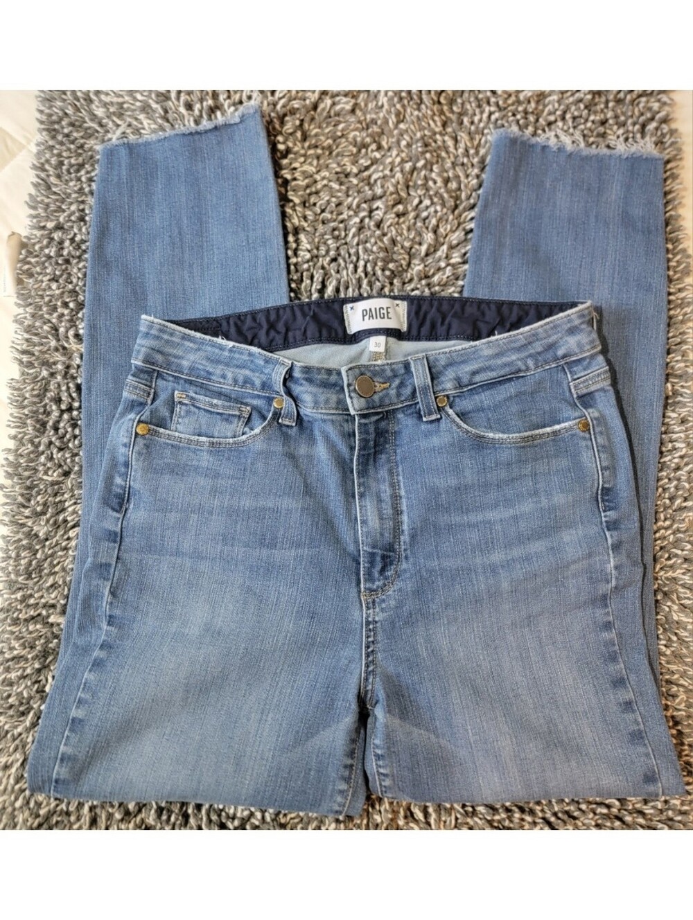 Paige denim cropped stretch jeans light wash size 30